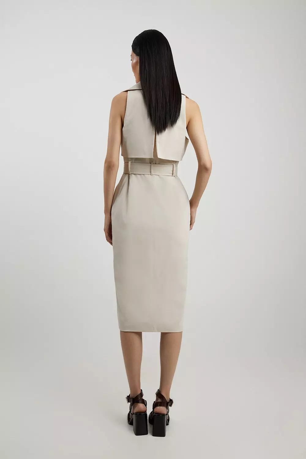 KarenMillen/ストライプトリム クレープ織り シャツドレス Striped Dresses | Striped Shirt Dresses | Karen Millen USA